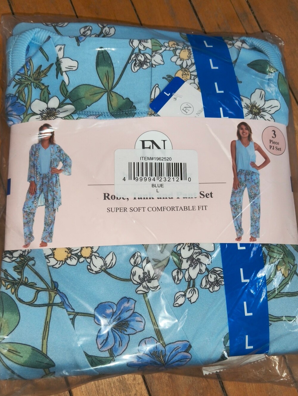 New!! Flora Nikrooz Women's 3-piece PJ Set Robe Pant Tank Blue Color Select Size